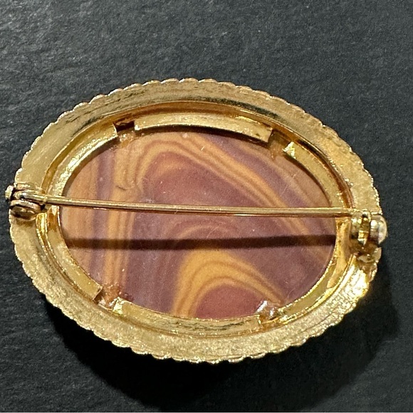 Vintage Tiger’s Eye Brooch Pin - Picture 4 of 5